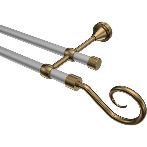 Gardinenstange Silbergrau / Messing Antik, Metall 16 mm Ø Primus Allegra, doppelläufig