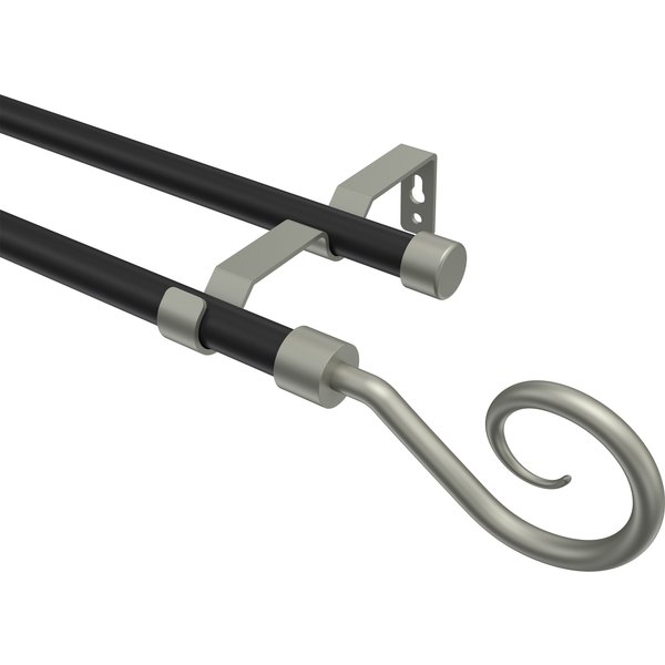 Gardinenstange Schwarz / Chrom matt, Metall 16 mm Ø Olymp Allegra, zweiläufig