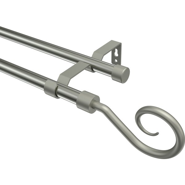 Vorhangstange Edelstahl-Optik / Chrom matt, Metall 16 mm Ø Olymp Allegra, zweiläufig