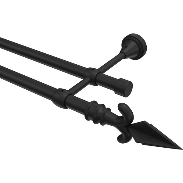 Gardinenstange Schwarz, Metall 16 mm Ø Primus Matteo, 2-läufig