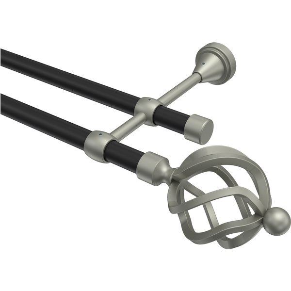 Gardinenstange Schwarz / Chrom matt, Metall 16 mm Ø Primus Paolo, zweiläufig