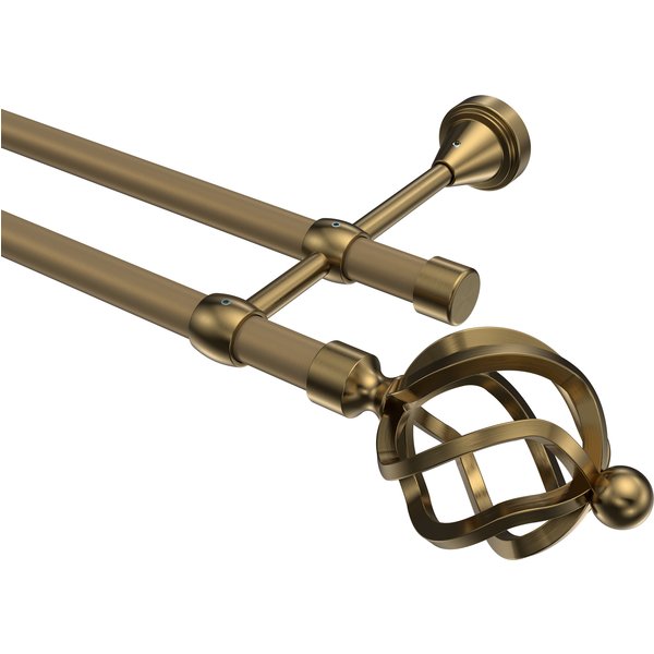 Gardinenstange Gold matt / Messing Antik, Metall 16 mm Ø Primus Paolo, doppelläufig