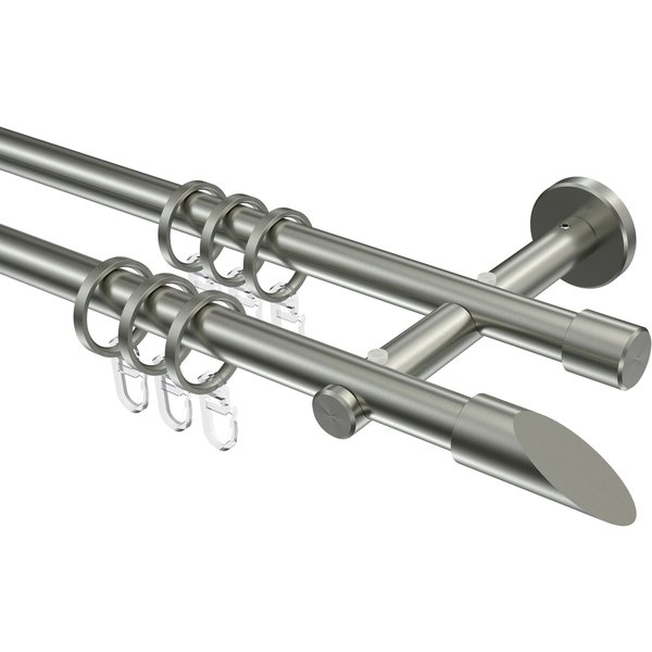 Gardinenstangen Edelstahl Optik 16 mm Ø Medium Santoni, doppelläufig