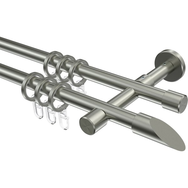 Gardinenstangen Edelstahl-Optik 16 mm Ø Sinux Santoni, doppelläufig