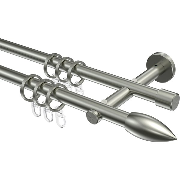 Vorhangstangen Edelstahl Optik 16 mm Ø Medium Poveda, 2-läufig