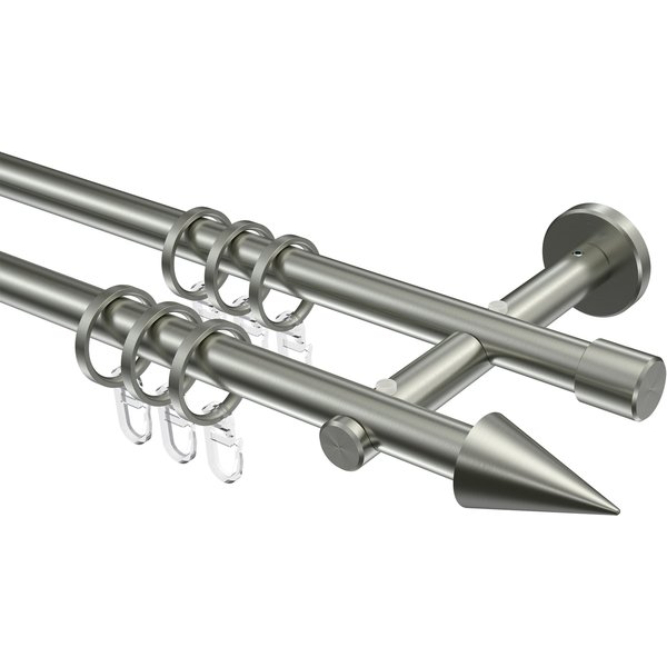 Vorhangstangen Edelstahl Optik 16 mm Ø Medium Scarano, zweiläufig