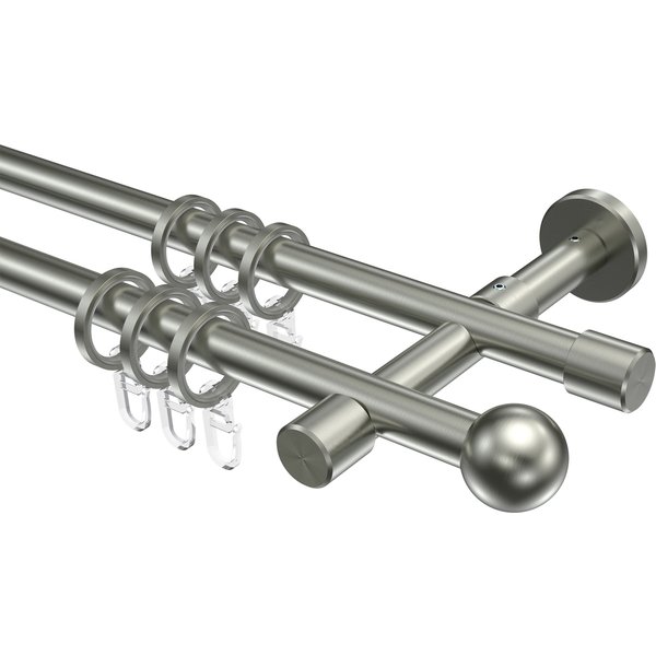 Gardinenstange Edelstahl-Optik 16 mm Ø Sinux Puros, doppelläufig