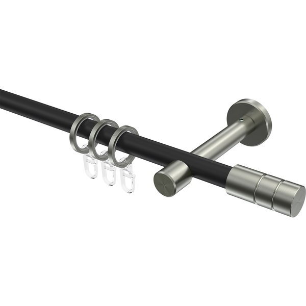 Gardinenstange Metall in Schwarz/Edelstahl-Optik 16 mm Ø Sinux Caras