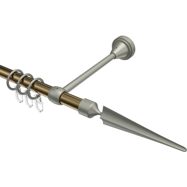 Gardinenstange Messing Antik / Chrom matt, Metall 16 mm Ø Primus Lorenzo