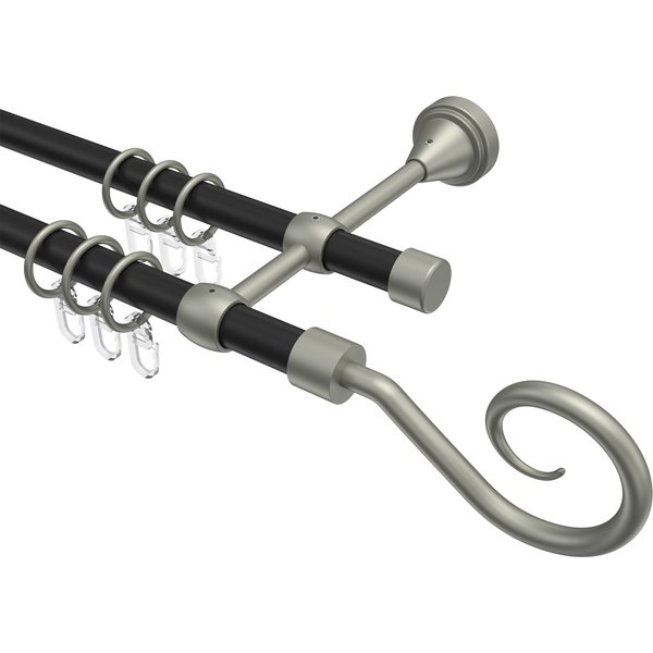 Vorhangstange Schwarz / Chrom matt, Metall 16 mm Ø Primus Allegra, 2-läufig
