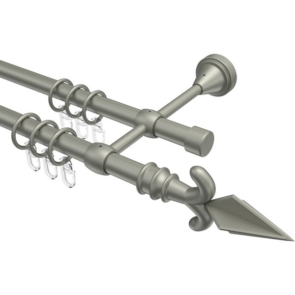 Vorhangstangen Metall zweiläufig 16 mm Ø Primus Matteo Chrom matt