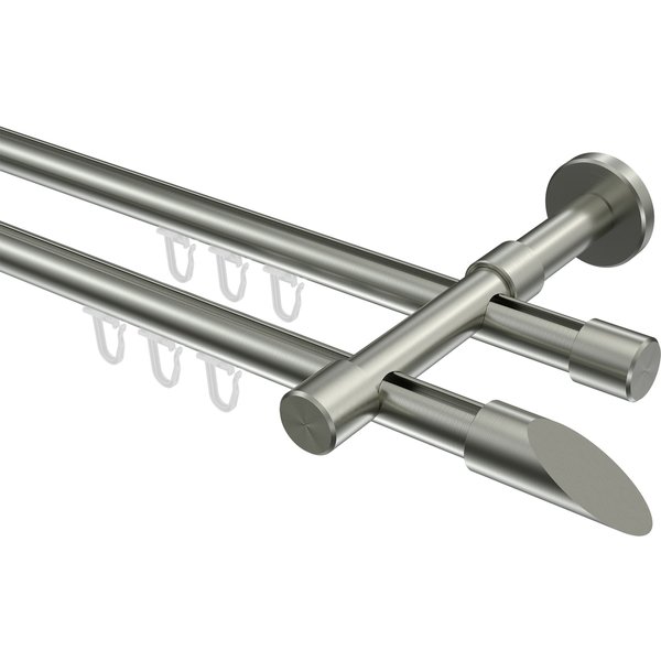 Gardinenstangen Innenlauf Edelstahl-Optik zweiläufig 16 mm Ø Sinux Santoni (Schräge)