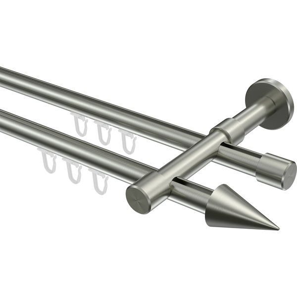 Innenlauf-Gardinenstange Edelstahl Optik doppelläufig 16 mm Ø Sinux Scarano (Kegel)