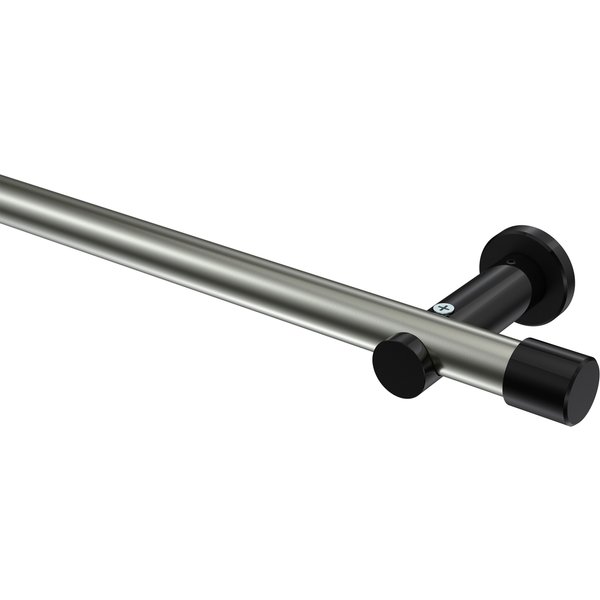 Gardinenstangen Edelstahl-Optik / Schwarz, Metall 20 mm Ø Platon Santo