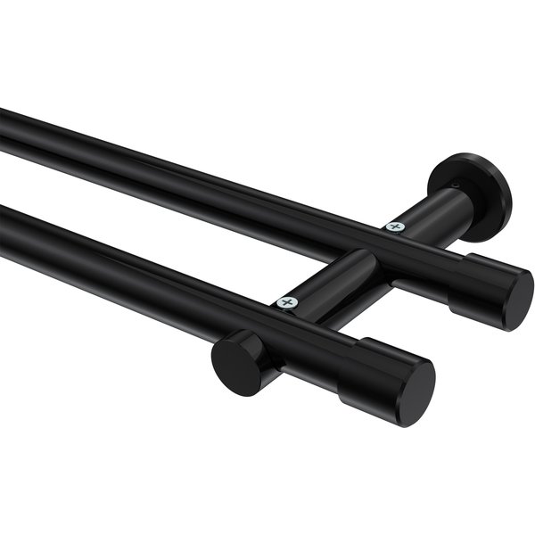 Gardinenstangen Schwarz, Metall 20 mm Ø Platon Santo, doppelläufig