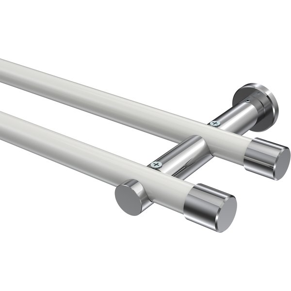 Vorhangstangen Weiß / Chrom, Metall 20 mm Ø Platon Santo, 2-läufig