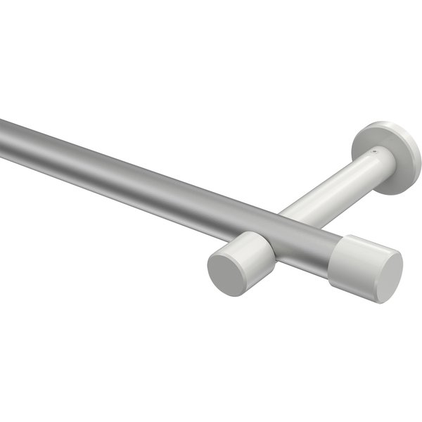 Gardinenstange Silbergrau / Weiß, Metall 20 mm Ø Prestige Santo