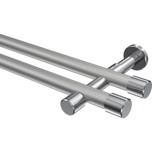 Gardinenstange Silbergrau / Chrom, zweiläufig Metall 20 mm Ø Prestige Santo