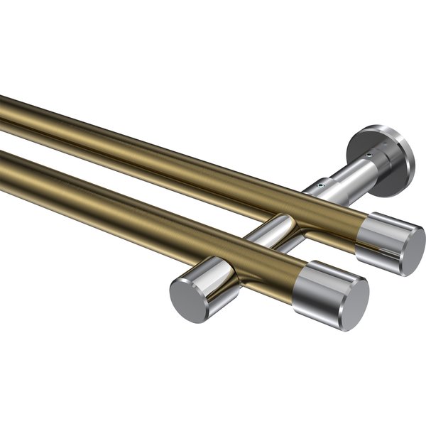 Vorhangstange Messing Antik / Chrom, doppelläufig Metall 20 mm Ø Prestige Santo