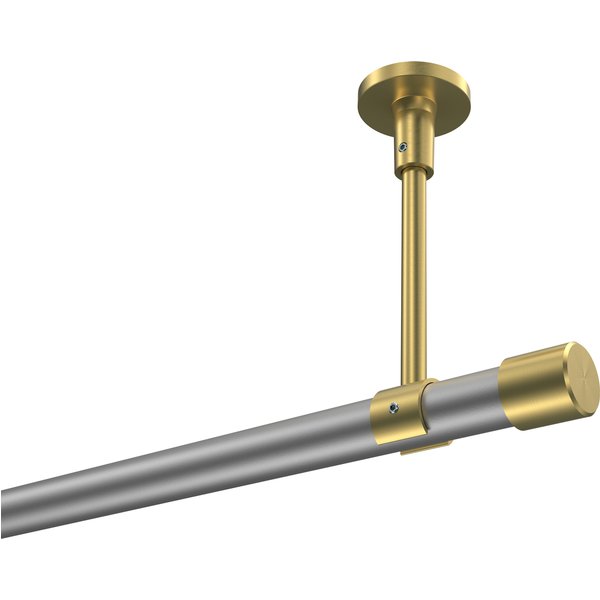 Vorhangstange (Deckenmontage) Silbergrau / Messing-Optik, Metall 20 mm Ø Sonette Santo