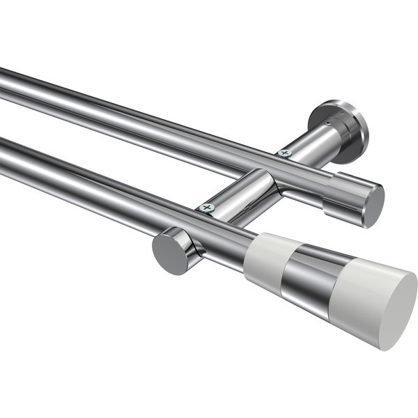 Gardinenstangen Chrom, Metall 20 mm Ø Platon Tanara, doppelläufig