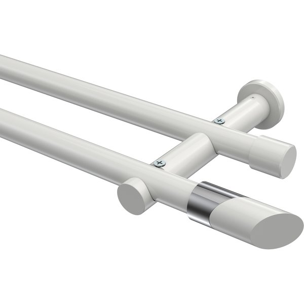 Vorhangstange Weiß, Metall 20 mm Ø Platon Verano, zweiläufig