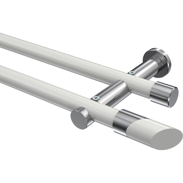 Gardinenstange Weiß / Chrom, Metall 20 mm Ø Platon Verano, doppelläufig