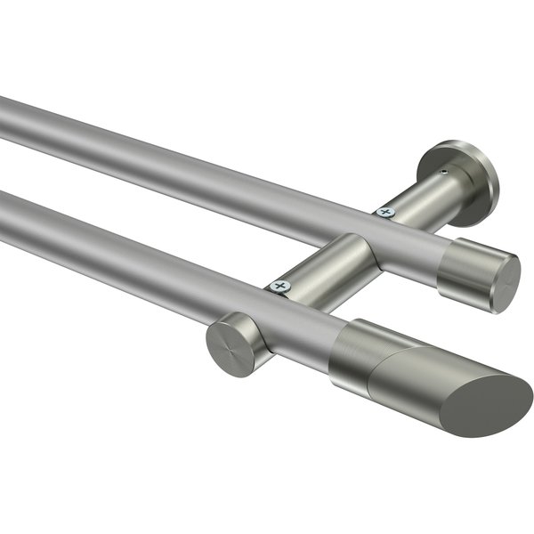 Vorhangstange Silbergrau / Edelstahl-Optik, zweiläufig Metall 20 mm Ø Platon Verano
