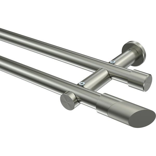 Vorhangstange Edelstahl-Optik 20 mm Ø Platon Verano, 2-läufig