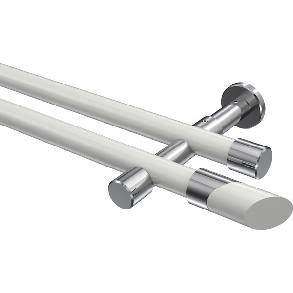 Gardinenstangen Weiß / Chrom, Metall 20 mm Ø Prestige Verano, doppelläufig