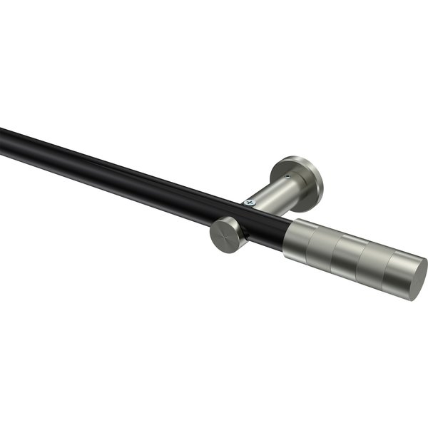 Gardinenstangen Schwarz / Edelstahl-Optik, Metall 20 mm Ø Platon Mavell