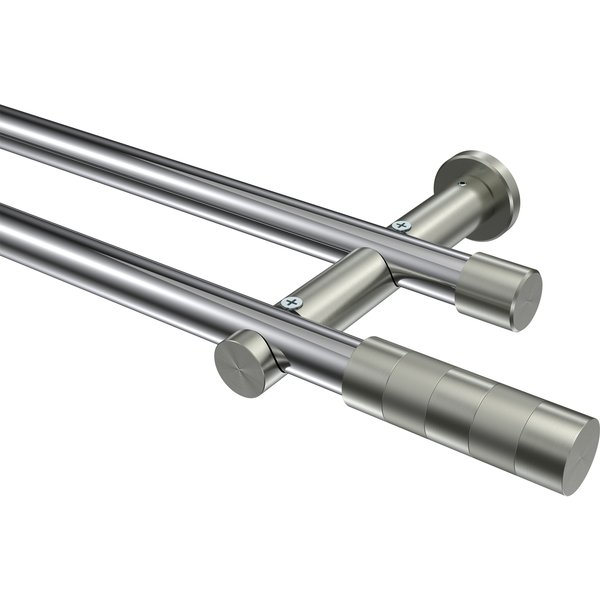 Vorhangstange Chrom / Edelstahl-Optik, doppelläufig Metall 20 mm Ø Platon Mavell