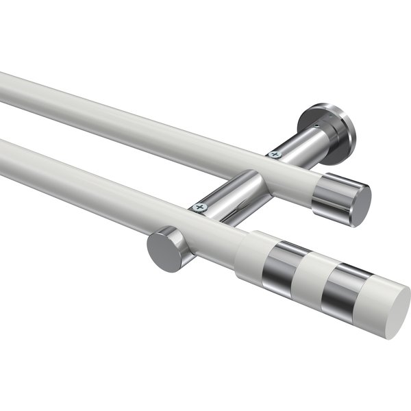 Vorhangstange Weiß / Chrom, Metall 20 mm Ø Platon Mavell, 2-läufig