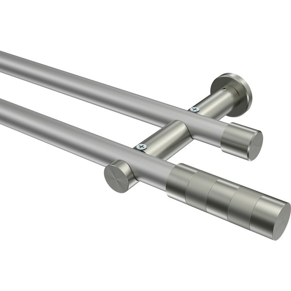 Vorhangstange Silbergrau / Edelstahl-Optik, 2-läufig Metall 20 mm Ø Platon Mavell