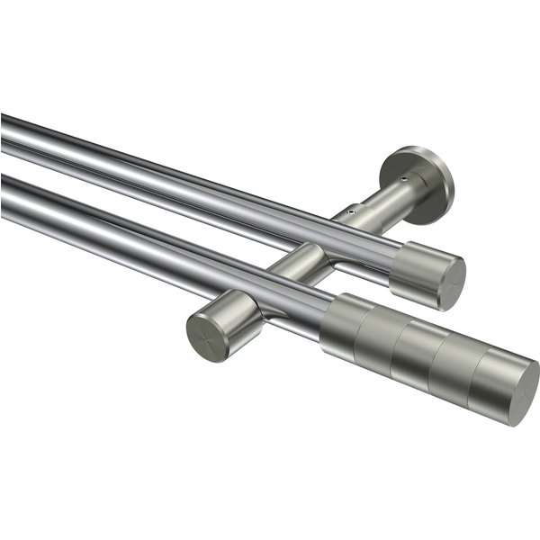 Vorhangstange Chrom / Edelstahl-Optik, 2-läufig Metall 20 mm Ø Prestige Mavell
