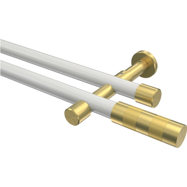 Vorhangstange Weiß / Messing-Optik, doppelläufig Metall 20 mm Ø Prestige Mavell