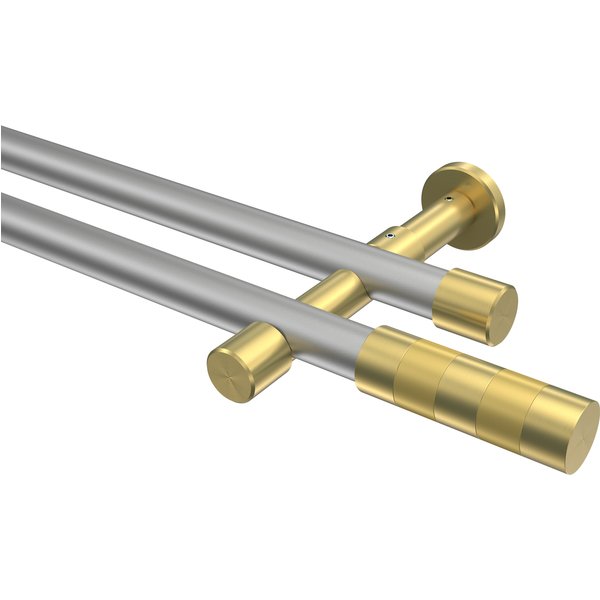 Gardinenstange Silbergrau / Messing-Optik, 2-läufig Metall 20 mm Ø Prestige Mavell