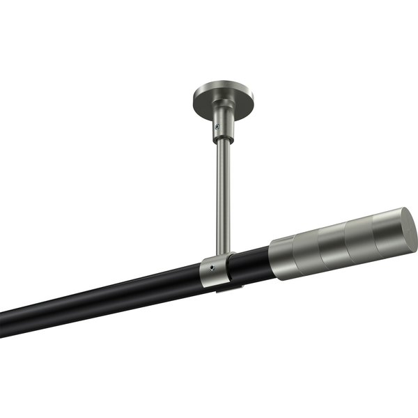 Vorhangstange (Deckenmontage) Schwarz / Edelstahl-Optik, Metall 20 mm Ø Sonette Mavell