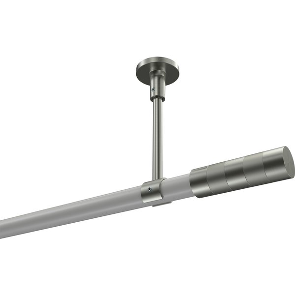 Gardinenstange (Deckenbefestigung) Weiß / Edelstahl-Optik, Metall 20 mm Ø Sonette Mavell