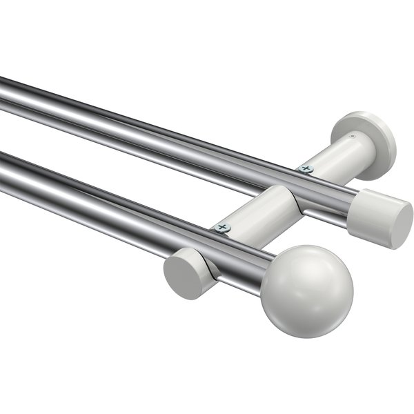 Stilgarnituren Chrom / Weiß, Metall 20 mm Ø Platon Luino, doppelläufig