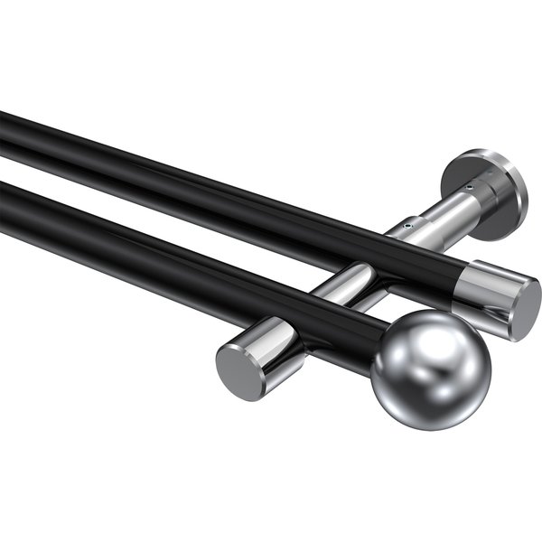 Stilgarnituren Schwarz / Chrom, Metall 20 mm Ø Prestige Luino, 2-läufig