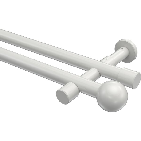 Gardinenstangen Weiß, Metall 20 mm Ø Prestige Luino, zweiläufig