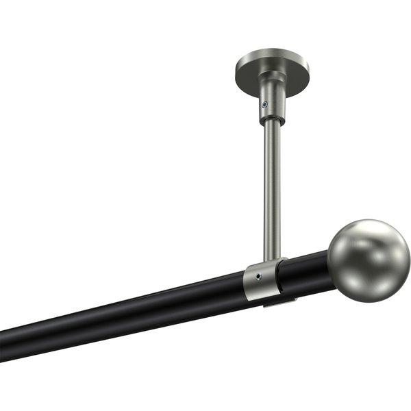 Gardinenstange (Deckenmontage) Schwarz / Edelstahl-Optik, Metall 20 mm Ø Sonette Luino