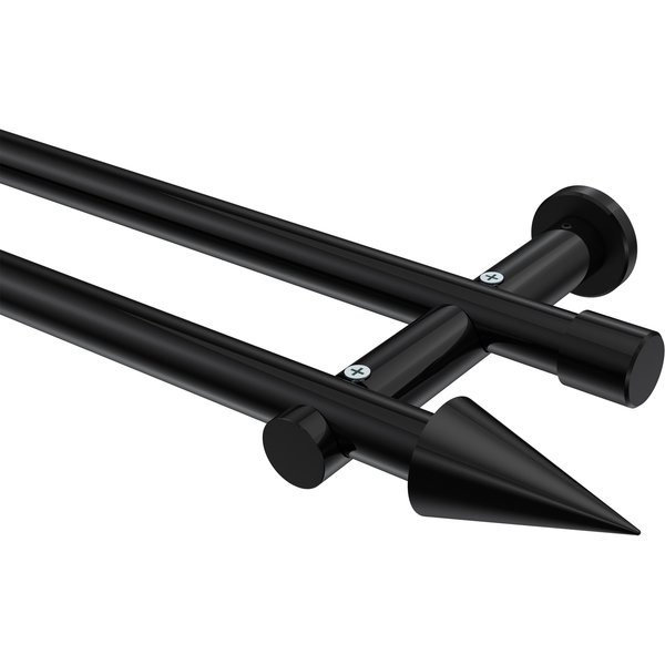 Gardinenstangen Schwarz, Metall 20 mm Ø Platon Savio, 2-läufig