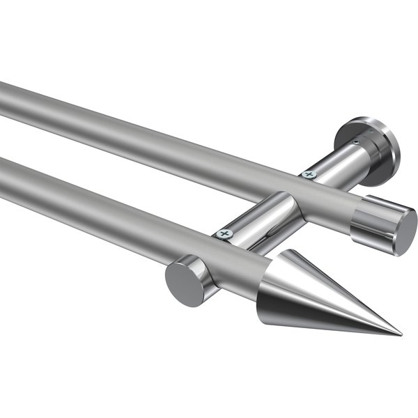 Gardinenstange Silbergrau / Chrom, zweiläufig Metall 20 mm Ø Platon Savio