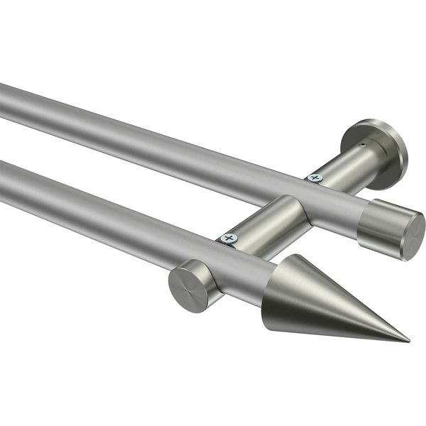 Gardinenstange Silbergrau / Edelstahl-Optik, 2-läufig Metall 20 mm Ø Platon Savio