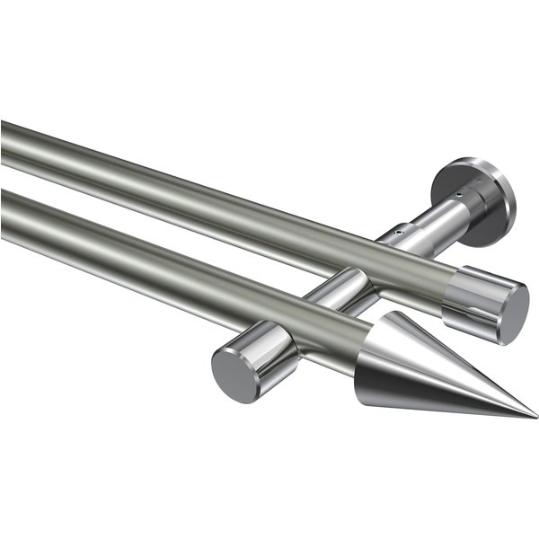 Gardinenstange Edelstahl-Optik / Chrom, 2-läufig Metall 20 mm Ø Prestige Savio