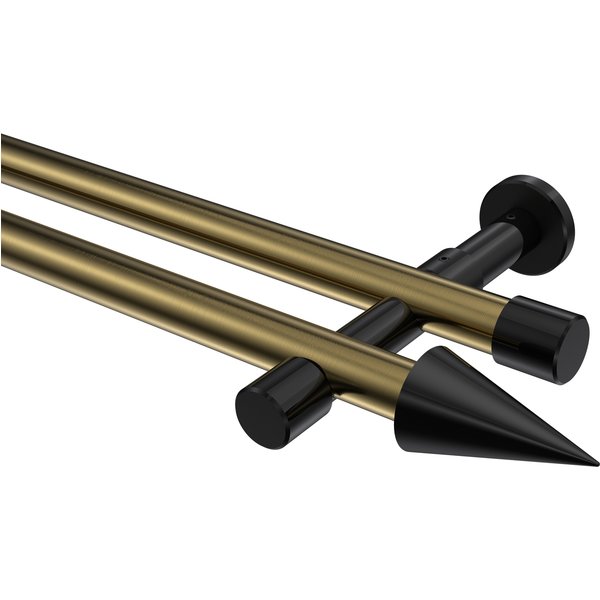 Gardinenstange Messing Antik / Schwarz, doppelläufig Metall 20 mm Ø Prestige Savio