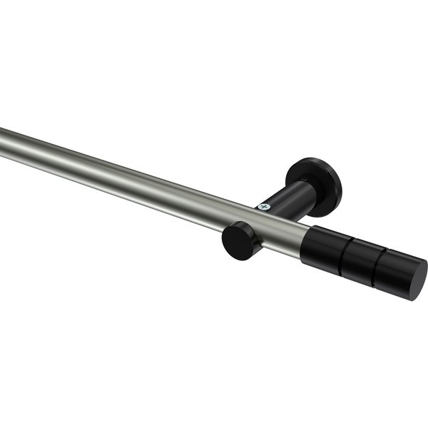 Gardinenstange Edelstahl-Optik / Schwarz, Metall 20 mm Ø Platon Elanto