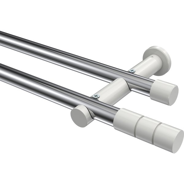 Vorhangstangen Chrom / Weiß, Metall 20 mm Ø Platon Elanto, 2-läufig